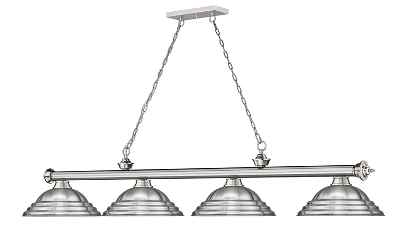 Cordon 4 Light 81.75" Billiard, Metal Shades (ST) in Brushed Nickel