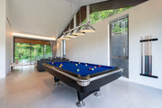Cordon 4 Light 81.75" Billiard, Metal Shades (ST) in Brushed Nickel in a room setting