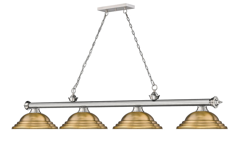 Cordon 4 Light 81.75" Billiard, Metal Shades (ST) in Brushed Nickel