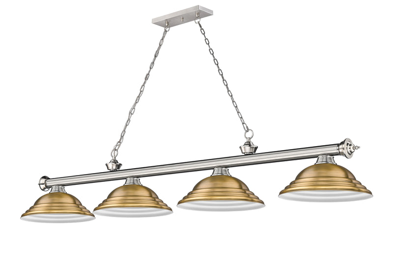 Cordon 4 Light 81.75" Billiard, Metal Shades (ST) in Brushed Nickel