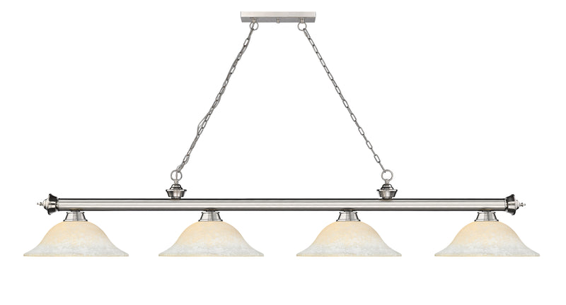 Cordon 4 Light 81.75" Billiard, Glass Shades in Brushed Nickel