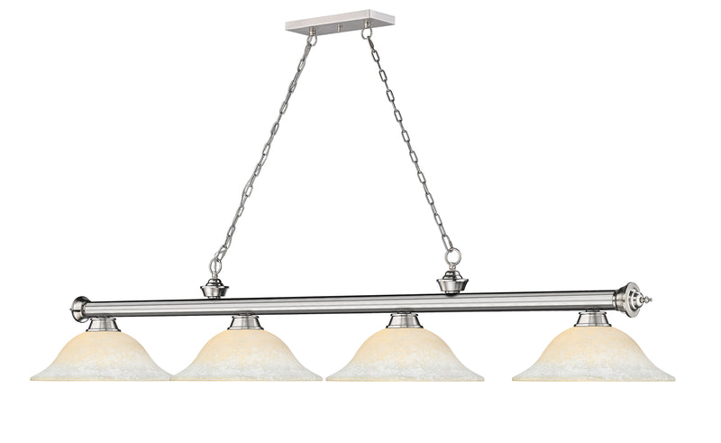 Cordon 4 Light 81.75" Billiard, Glass Shades in Brushed Nickel