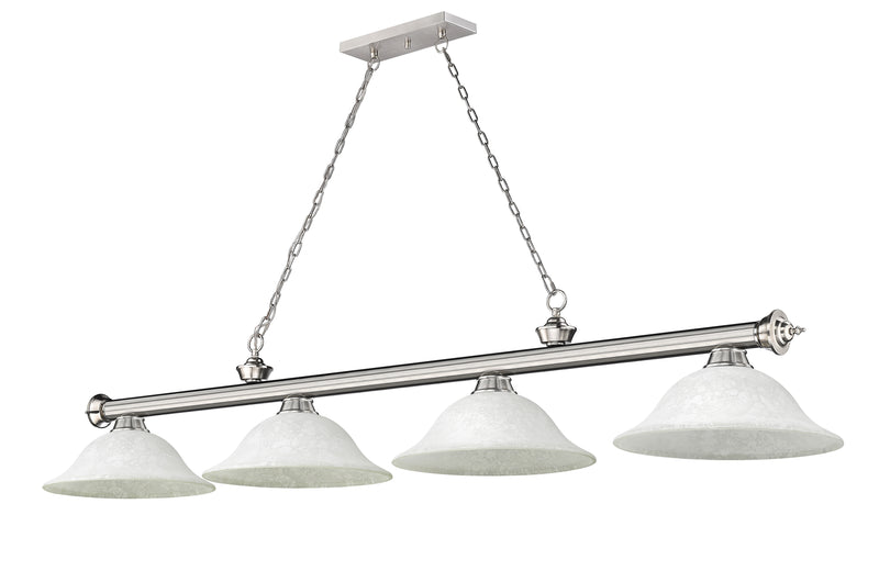 Cordon 4 Light 81.75" Billiard, Glass Shades in Brushed Nickel