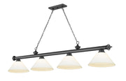 Cordon 4 Light 81.25" Billiard, Glass Shades (A) in Bronze Plate