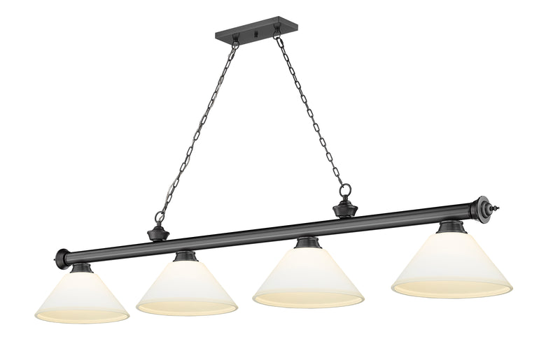Cordon 4 Light 81.25" Billiard, Glass Shades (A) in Bronze Plate