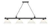 Cordon 4 Light 81.25" Billiard, Glass Shades (A) in Bronze Plate