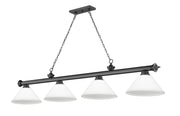 Cordon 4 Light 81.25" Billiard, Glass Shades (A) in Bronze Plate