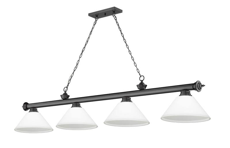 Cordon 4 Light 81.25" Billiard, Glass Shades (A) in Bronze Plate