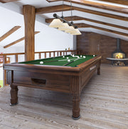 Cordon 4 Light 81.25" Billiard, Glass Shades (A) in Bronze Plate in a room setting