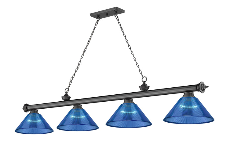 Cordon 4 Light 81.25" Billiard, Acrylic Shades in Bronze Plate