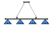 Cordon 4 Light 81.25" Billiard, Acrylic Shades in Bronze Plate