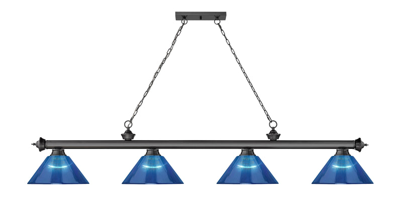 Cordon 4 Light 81.25" Billiard, Acrylic Shades in Bronze Plate