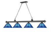Cordon 4 Light 81.25" Billiard, Acrylic Shades in Bronze Plate