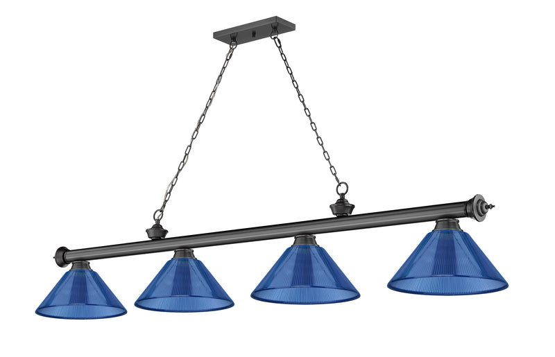 Cordon 4 Light 81.25" Billiard, Acrylic Shades in Bronze Plate