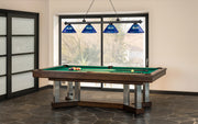 Cordon 4 Light 81.25" Billiard, Acrylic Shades in Bronze Plate in a room setting