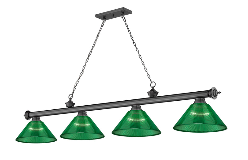 Cordon 4 Light 81.25" Billiard, Acrylic Shades in Bronze Plate