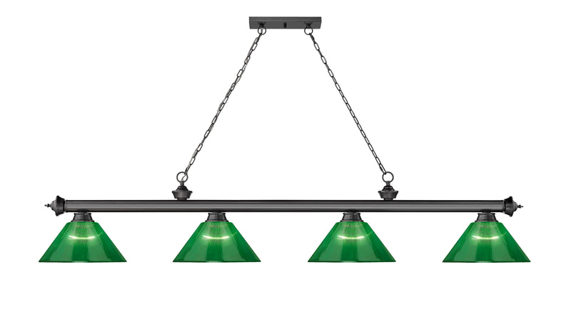 Cordon 4 Light 81.25" Billiard, Acrylic Shades in Bronze Plate