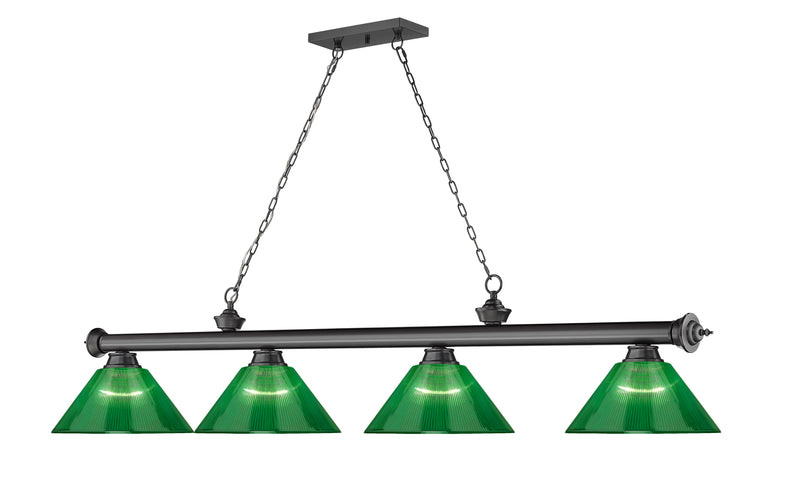 Cordon 4 Light 81.25" Billiard, Acrylic Shades in Bronze Plate