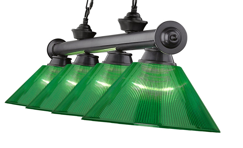 Cordon 4 Light 81.25" Billiard, Acrylic Shades in Bronze Plate