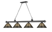 Cordon 4 Light 81.25" Billiard, Acrylic Shades in Bronze Plate