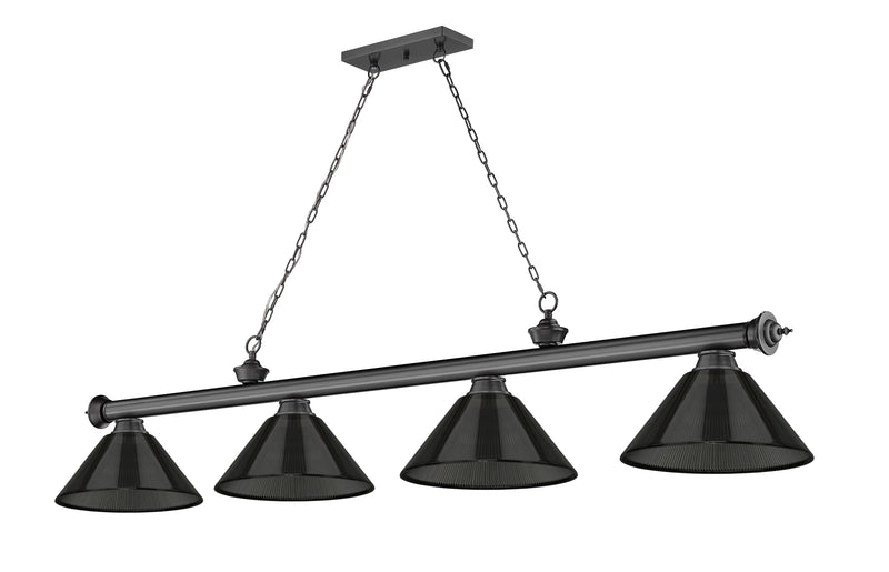 Cordon 4 Light 81.25" Billiard, Acrylic Shades in Bronze Plate