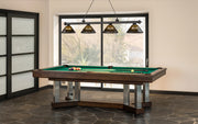 Cordon 4 Light 81.25" Billiard, Acrylic Shades in Bronze Plate in a room setting