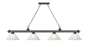 Cordon 4 Light 81.25" Billiard, Glass Shades (A) in Bronze Plate