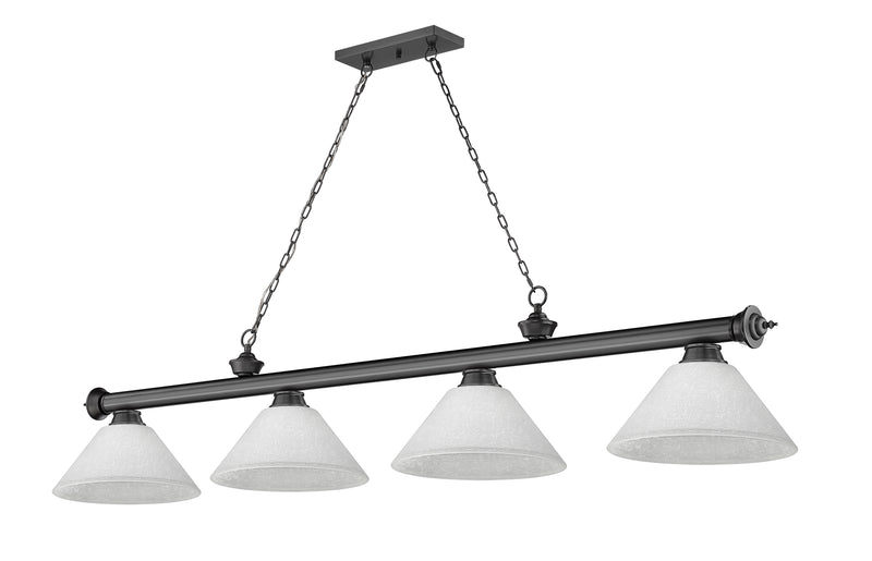 Cordon 4 Light 81.25" Billiard, Glass Shades (A) in Bronze Plate
