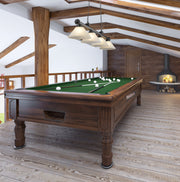 Cordon 4 Light 81.25" Billiard, Glass Shades (A) in Bronze Plate in a room setting