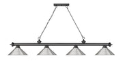Cordon 4 Light 81.25" Billiard, Bronze Plate with Brushed Nickel Shades in Bronze Plate