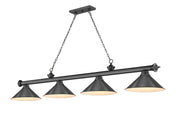 Cordon 4 Light 81.25" Billiard, Bronze Plate with Bronze Plate Shades in Bronze Plate