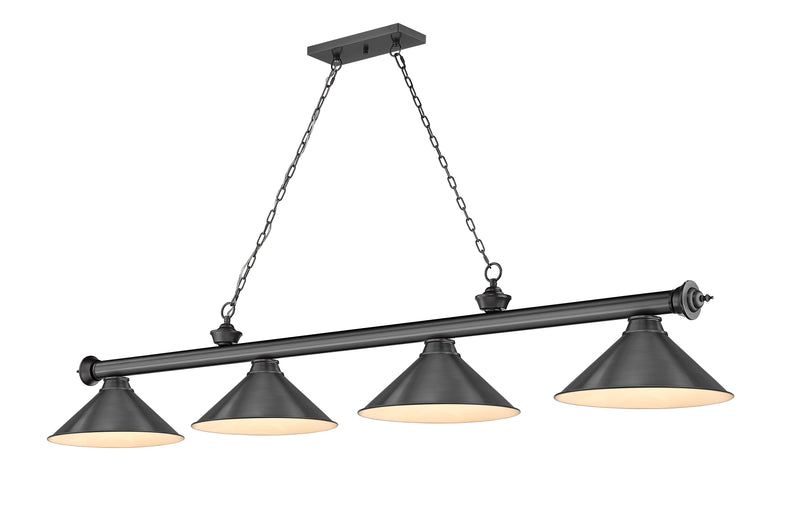 Cordon 4 Light 81.25" Billiard, Bronze Plate with Bronze Plate Shades in Bronze Plate