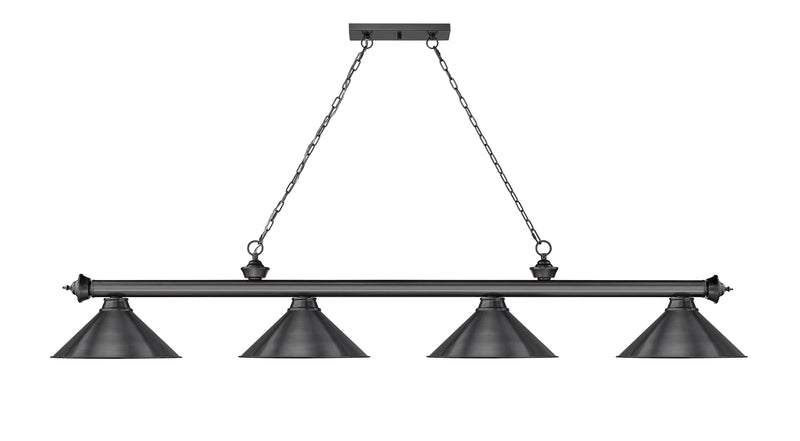 Cordon 4 Light 81.25" Billiard, Bronze Plate with Bronze Plate Shades in Bronze Plate