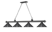 Cordon 4 Light 81.25" Billiard, Bronze Plate with Bronze Plate Shades in Bronze Plate
