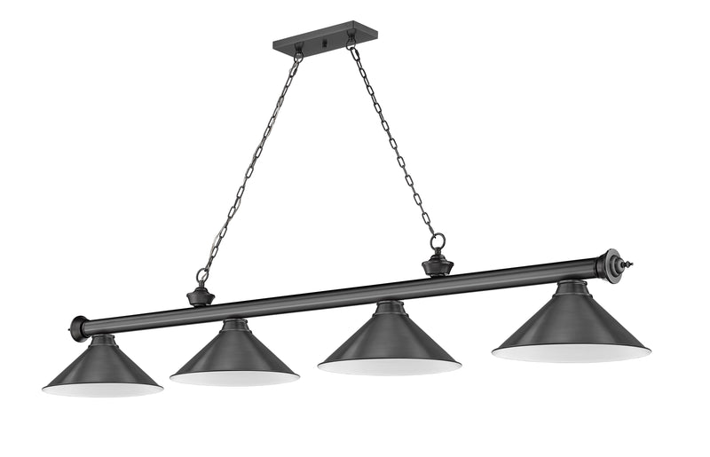 Cordon 4 Light 81.25" Billiard, Bronze Plate with Bronze Plate Shades in Bronze Plate