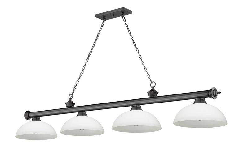 Cordon 4 Light 81.25" Billiard, Glass Shades (D) in Bronze Plate