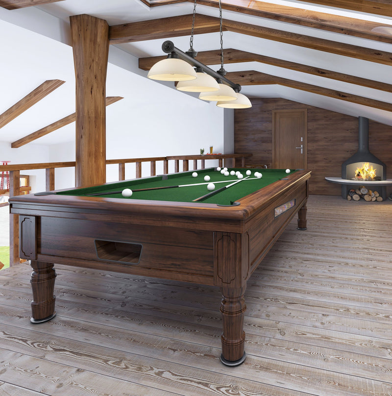 Cordon 4 Light 81.25" Billiard, Glass Shades (D) in Bronze Plate in a room setting