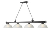 Cordon 4 Light 81.25" Billiard, Glass Shades (D) in Bronze Plate