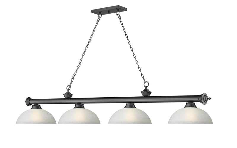 Cordon 4 Light 81.25" Billiard, Glass Shades (D) in Bronze Plate