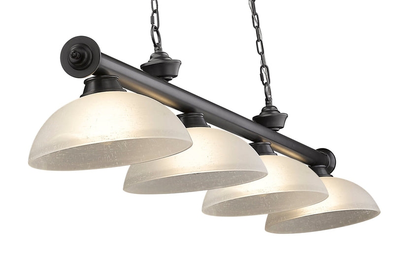 Cordon 4 Light 81.25" Billiard, Glass Shades (D) in Bronze Plate