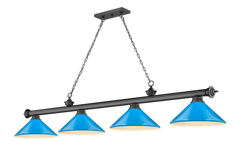 Cordon 4 Light 81.75" Billiard, Metal Shades (M) in Bronze Plate