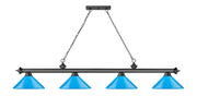 Cordon 4 Light 81.75" Billiard, Metal Shades (M) in Bronze Plate