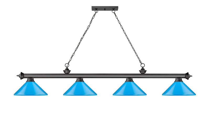 Cordon 4 Light 81.75" Billiard, Metal Shades (M) in Bronze Plate