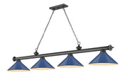 Cordon 4 Light 81.75" Billiard, Metal Shades (M) in Bronze Plate