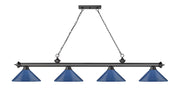 Cordon 4 Light 81.75" Billiard, Metal Shades (M) in Bronze Plate