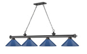 Cordon 4 Light 81.75" Billiard, Metal Shades (M) in Bronze Plate