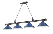 Cordon 4 Light 81.75" Billiard, Metal Shades (M) in Bronze Plate