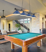 Cordon 4 Light 81.75" Billiard, Metal Shades (M) in Bronze Plate in a room setting