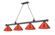 Cordon 4 Light 81.25" Billiard, Plastic Shades in Bronze Plate