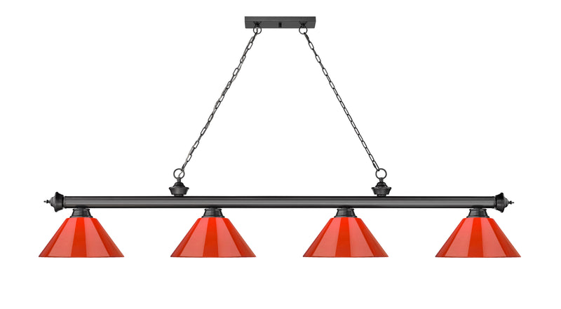Cordon 4 Light 81.25" Billiard, Plastic Shades in Bronze Plate